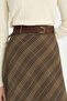 Semicircular Plaid Skirt with Belt - Brown - 3