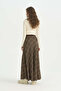 Semicircular Plaid Skirt with Belt - Brown - 4
