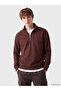 Vizyon New Season Burgundy High Collar Men's Thick Sweatshirt