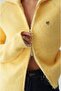 Yellow Mini Brooch Zipper Cardigan - 3