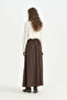 Gathered A-Line Skirt - Brown - 4