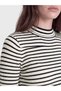 Ozmarka New Season Black High Collar Striped Women's Knitwear Sweater - 3