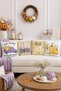 Pastel Pumpkin Purple Yellow Autumn 4-Piece Throw Pillow Cover Runner Set - 4