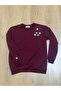 Yubi Stitch Women's Burgundy Daisy Flower Series - Thin Sweatshirt - 8