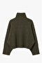 Khaki Bat Sleeve Soft Textured Sweater - 2