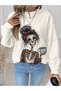 Women's Brown Girl Printed Crew Neck Sweatshirt - 2