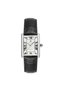 Silver Rectangular Case Women's Wristwatch |   24mm Stainless Steel Case, Black Leather Band - 7
