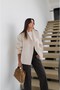 Stone Color Bomber Jacket with Elastic Sleeves - 4