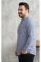 Men's Plus Size Oversized Slim Fit Long Sleeve Linen Notched Collar Shirt - 3