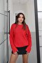 Red Crew Neck Sequin Sweater - 2