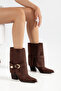 Women's Cowboy Boots with Belt Buckle, Pointed Toe, Thick Heel, Western Boots - 6