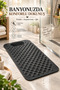 Non-Slip Bathroom Shower Mat 36X69.5 cm Black Embossed Shower Mat with Water Drainage - 3