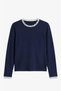Navy Blue Lace Long Sleeve Sweater - 4