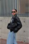 Black Solares Padded Leather Jacket - 4