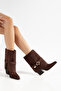Women's Cowboy Boots with Belt Buckle, Pointed Toe, Thick Heel, Western Boots - 2