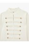Mandarin Collar Decorated Buttoned Napoleon Closure Military Cardigan - 3