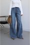 Blue Niki Double Stitched Wide Leg Jeans - 3