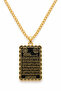 Ayetel Kürsi Written Rectangular Necklace – Black Background Gold Color Religious Themed Necklace - 2