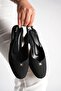 Women's Thick Heeled Shoes with Open Back, Round Toe, Stitched in the Middle, Accessory Detail B01 - 3
