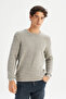 Regular Fit Crew Neck Knitwear Beige Men's Sweater L2520364614 - 3