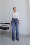 Dark Blue Cross Belt Detail Jeans - 3