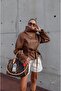Brown Ruta High Collar Leather Trench Coat - 7