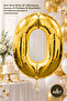 3 Pieces Zero Number Foil Balloon – Gold Color 40 Inches (87 cm) Helium Compatible, Inflatable with Hand Pump, Foil Balloon Number 0