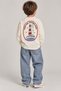 Deni̇zfeneri̇ Pocket Detail Boys' 100% Cotton Long Sleeve Cream T-Shirt (2-9 Years) - 4
