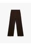 Normal Waist Regular Fit Straight Wide Leg Brown Women's Trousers 7Wak40006Ek - 4