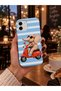 Baby Blue Dolce Vita Elephant Patterned Velvet Interior Silicone Case for iPhone Se 2022 - 2
