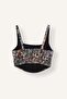 Square Neck Corset Detailed Floral Patterned Strap Blouse I8258Ax26Au - 6