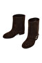Women's Mink Buckle Suede Leather Boots Wf180030Ds - 4