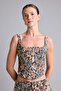 Square Neck Corset Detailed Floral Patterned Strap Blouse I8258Ax26Au - 3