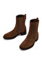 Women's Tan Buckle Suede Leather Chelsea Boots Wf180029Ds - 4