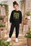 Winter Unisex Black Tracksuit, Black Sweat Top and Bottom Set