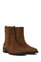 Women's Tan Buckle Suede Leather Chelsea Boots Wf180029Ds - 2