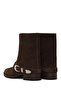 Women's Mink Buckle Suede Leather Boots Wf180030Ds - 6