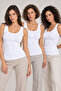 Women's 3-Pack 95% Cotton Button Detail U-Neck Combed Cotton Camisole Tank Top - Flexible Soft Everyday Underwear