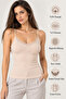 Women's 3-Pack 95% Cotton Lace Detailed Thin Strap Ribbed Undershirt - Flexible Soft Everyday Undergarment - 6