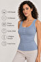 Women's 2-Pack 95% Cotton Button Detail U-Neck Combed Cotton Camisole Undershirt - Flexible Soft Everyday Undergarment - 4