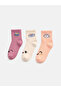 Coral Patterned Girl's Socks 3-Piece Set - 4