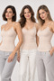 Women's 3-Pack 95% Cotton Lace Detailed Thin Strap Ribbed Undershirt - Flexible Soft Everyday Undergarment