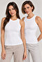 Women's 2-Pack 95% Cotton High Neck Ribbed Sleeveless Tank Top - Stretchy Soft Everyday Undergarment