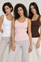 Women's 3-Pack 95% Cotton Report Combed Cotton Camisole U-Neck Wide Strap Tank Top - Flexible Soft Everyday Undergarment