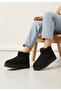 Women's Suede Material Short Mini Half Ankle Thick Sole Boots-Black