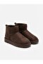 Women's Suede Material Short Mini Half Ankle Thick Sole Boots - Brown - 4