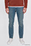 Men's Petrol Blue Cotton Tapered Fit 5-Pocket Flexible Jean Denim Trousers - 3