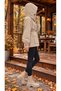 Women's Oversized Hooded Waist-Cinched Lined Seasonal Trench Coat with Pocket Detail - 5