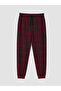 Seray New Season Burgundy Regular Fit Plaid Men's Pajama Bottoms - 5