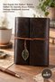 1 Piece Large Leaf Patterned Leather Notebook – Leather Cover Notepad, Memory Book and Planner, Dark Brown Vintage Notebook Journal